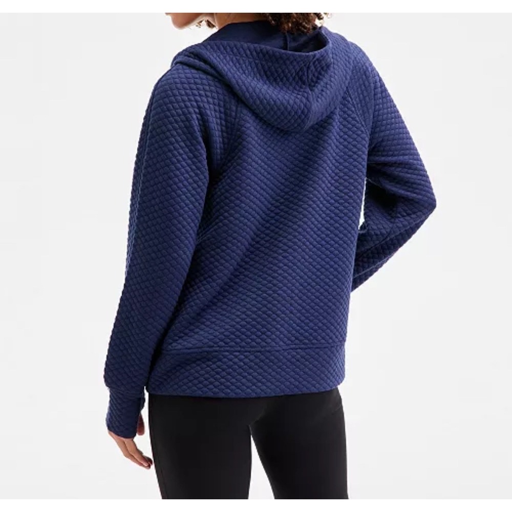 Quilted Pullover Hoodie Women's Long‎ Sleeve Athleisure Sweatshirt Blue